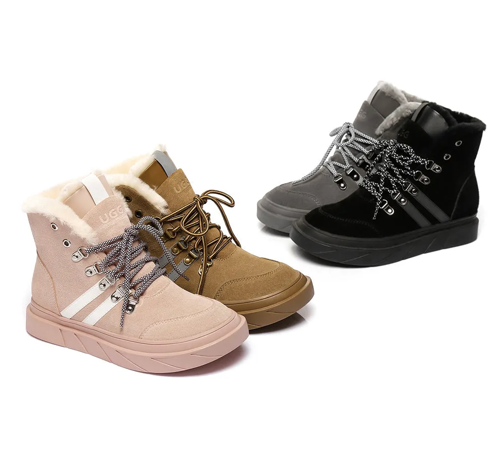 Urban UGG® Women Sheepskin Wool Lace Up Fashion Sneaker Boots Vicki