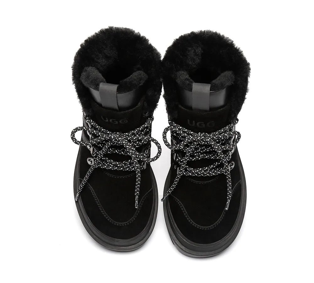 Urban UGG® Women Sheepskin Wool Lace Up Fashion Sneaker Boots Vicki