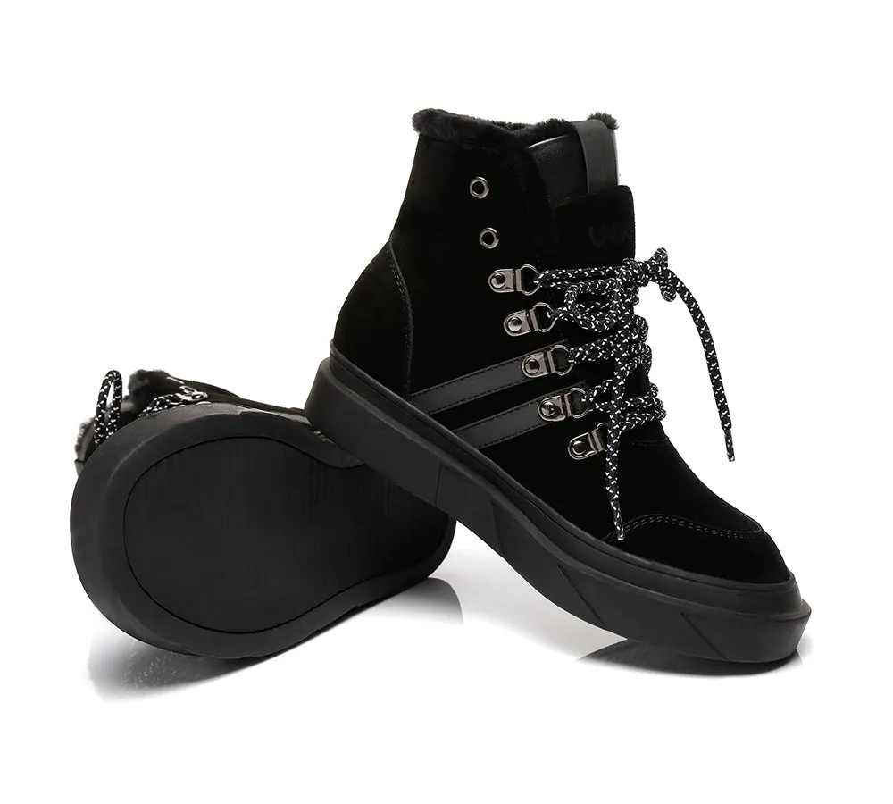 Urban UGG® Women Sheepskin Wool Lace Up Fashion Sneaker Boots Vicki