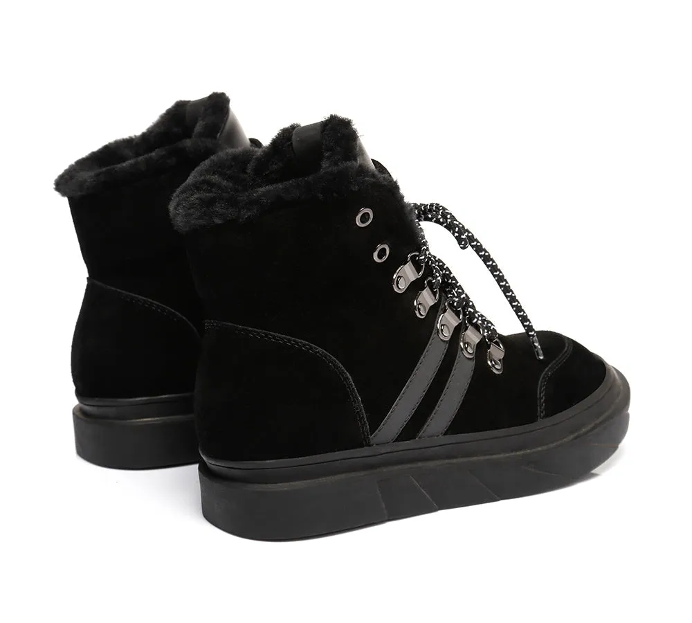 Urban UGG® Women Sheepskin Wool Lace Up Fashion Sneaker Boots Vicki