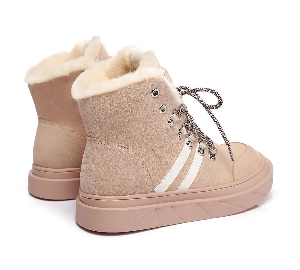 Urban UGG® Women Sheepskin Wool Lace Up Fashion Sneaker Boots Vicki