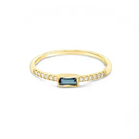 Yellow Gold Diamond & London Topaz Ring